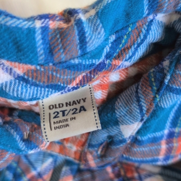 old navy soft blue plaid cotton flannel button down shirt 18 months baby boy - Picture 5 of 7